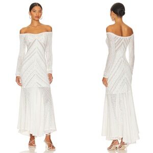 CHARO RUIZ IBIZA Souley Long Sleeve Lace White Maxi Dress Size Small